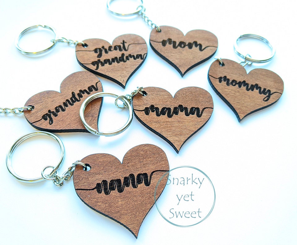 Wood Heart Keychain