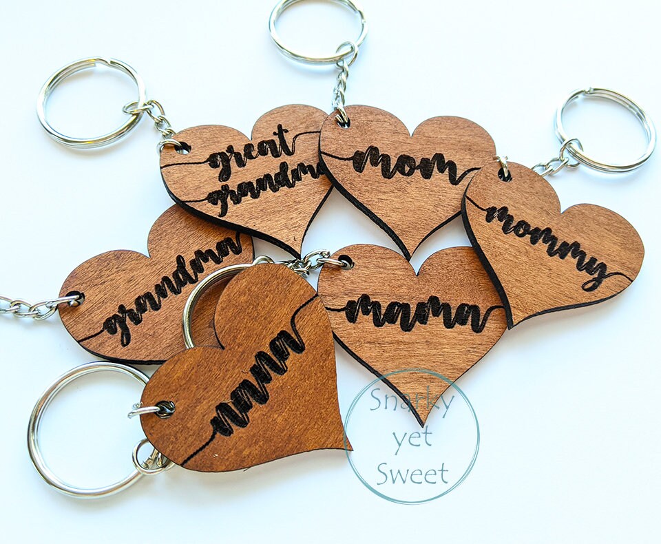 Wood Heart Keychain