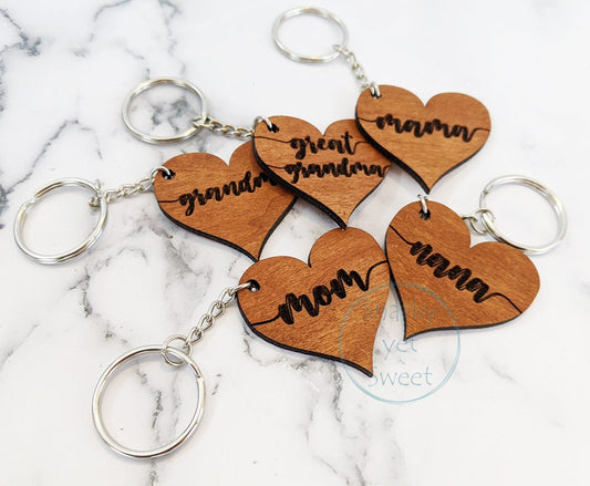 Wood Heart Keychain