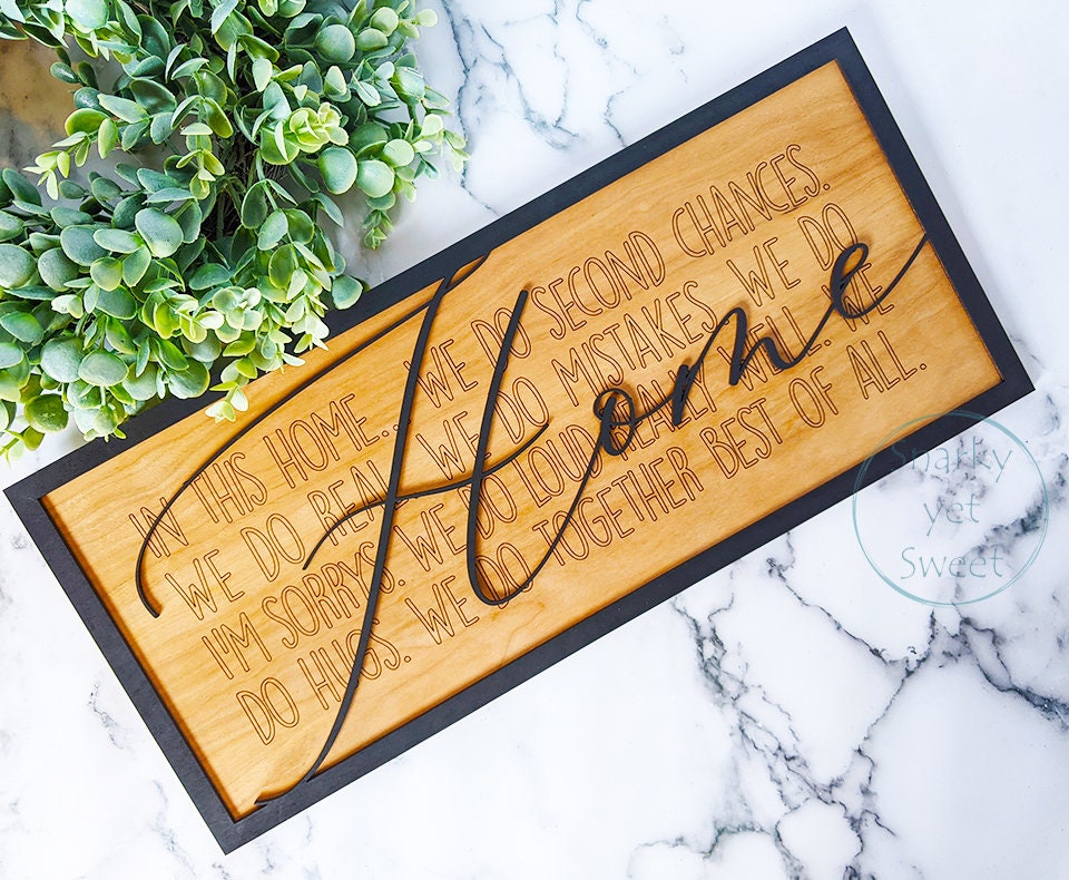 Home Layered Wood Engraved Sign, Housewarming Gift, Home Decor