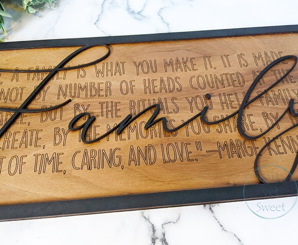 Family Layered Wood Engraved Sign, Housewarming Gift, Home Decor