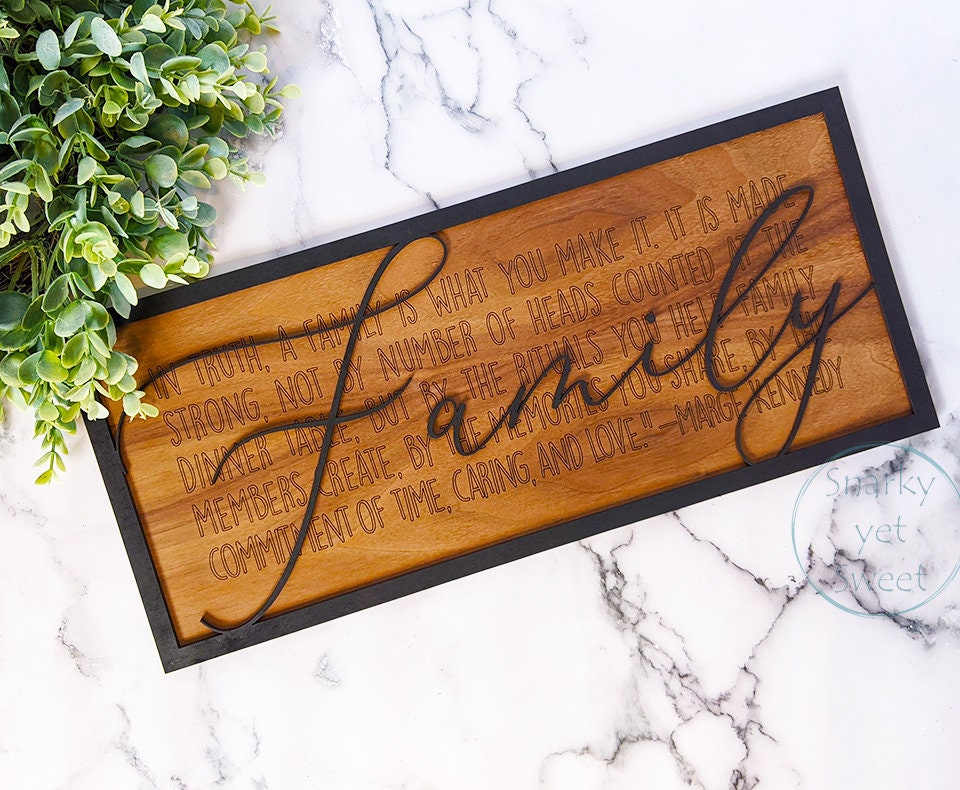 Family Layered Wood Engraved Sign, Housewarming Gift, Home Decor