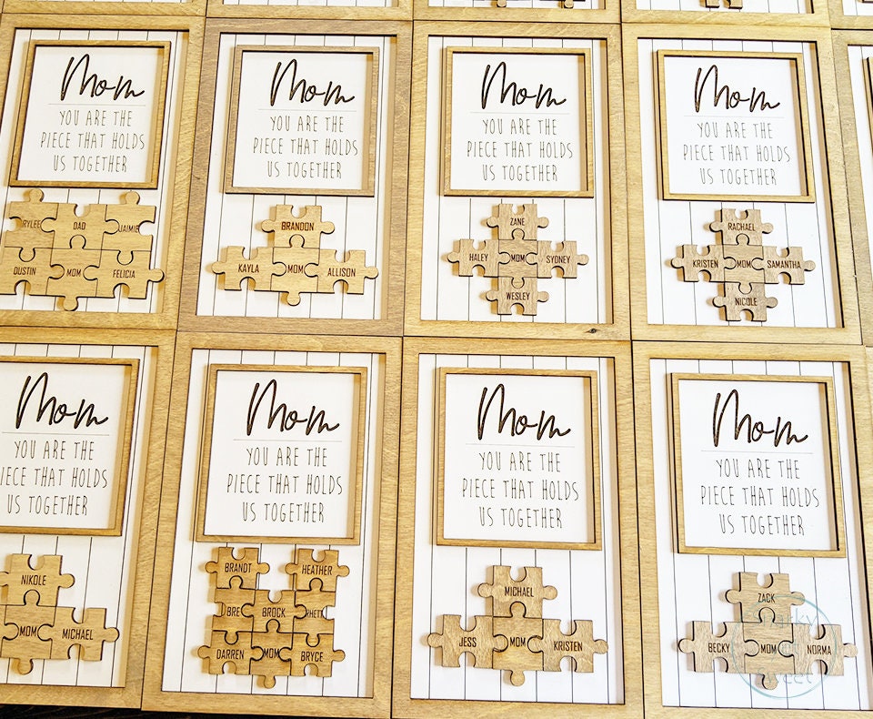 Mom Puzzle Sign, Mother's Day gift, laser cut, you are the piece, gift for mom, gift for grandma, unique gift for mom