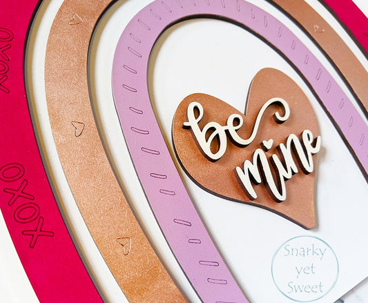 Valentines Day Boho Rainbow Wooden Tabletop Decor