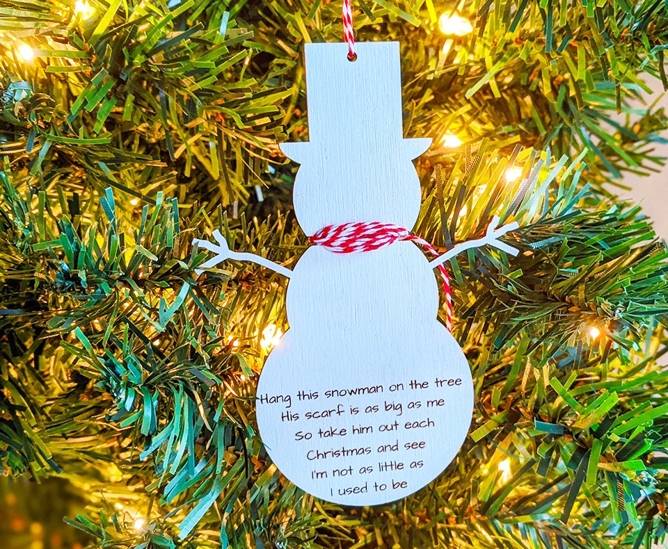 Snowman ornament, kids growth ruler, kids ornaments personalized, Christmas ornament, gift for grandma, gift from teacher