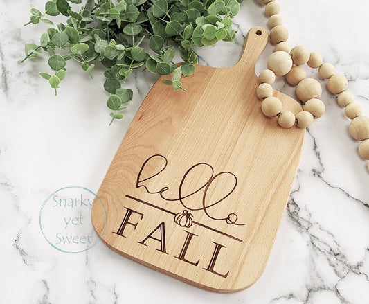 Hello Fall Decor, Fall cutting board, realtor closing gift, realtor cutting board, Fall kitchen decor