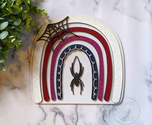 Halloween Boho Rainbow Wooden Tabletop Decor