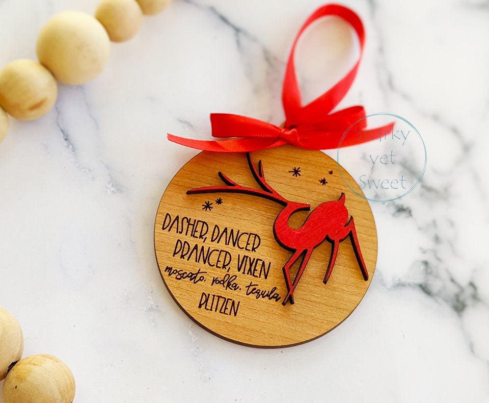 Blitzen ornament, funny gift, funny Christmas ornament, gift for friend, unique gift, holiday decor, reindeer ornament