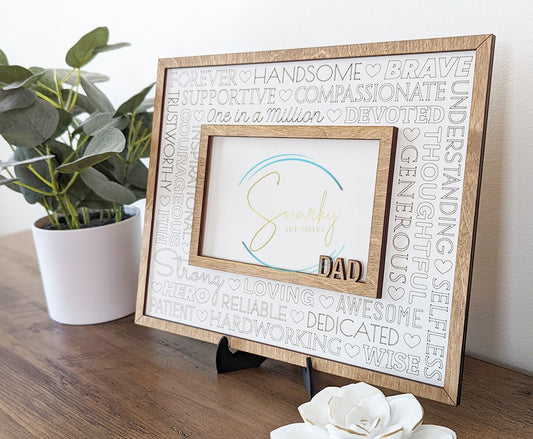 Father's Day Photo Frame, wood engraved photo frame, personalized gift, gift for dad, gift for grandpa