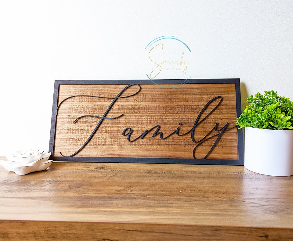 Family Layered Wood Engraved Sign, Housewarming Gift, Home Decor