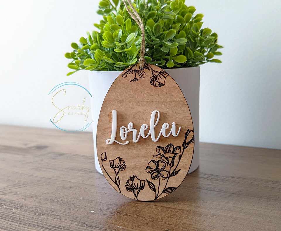 Easter basket name tags, wood Easter basket tags, wood engraved Easter tags, personalized Easter basket name tags, engraved Easter tags