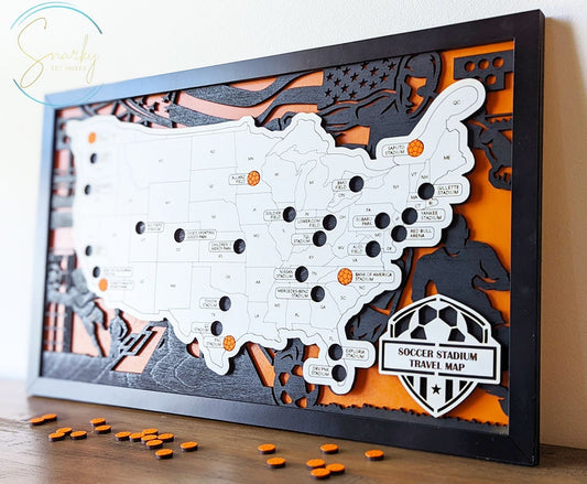 Soccer Stadium Tracker | MLS Stadium Travel Map, Gift for Soccer Lover | Bucket List Checklist for Soccer Fans