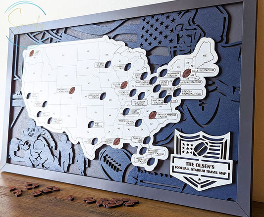Football Stadium Map | NFL Stadium Map | Pro Football Stadium Checklist | Football Bucket List Gift for Dad | Map of Football Stadiums