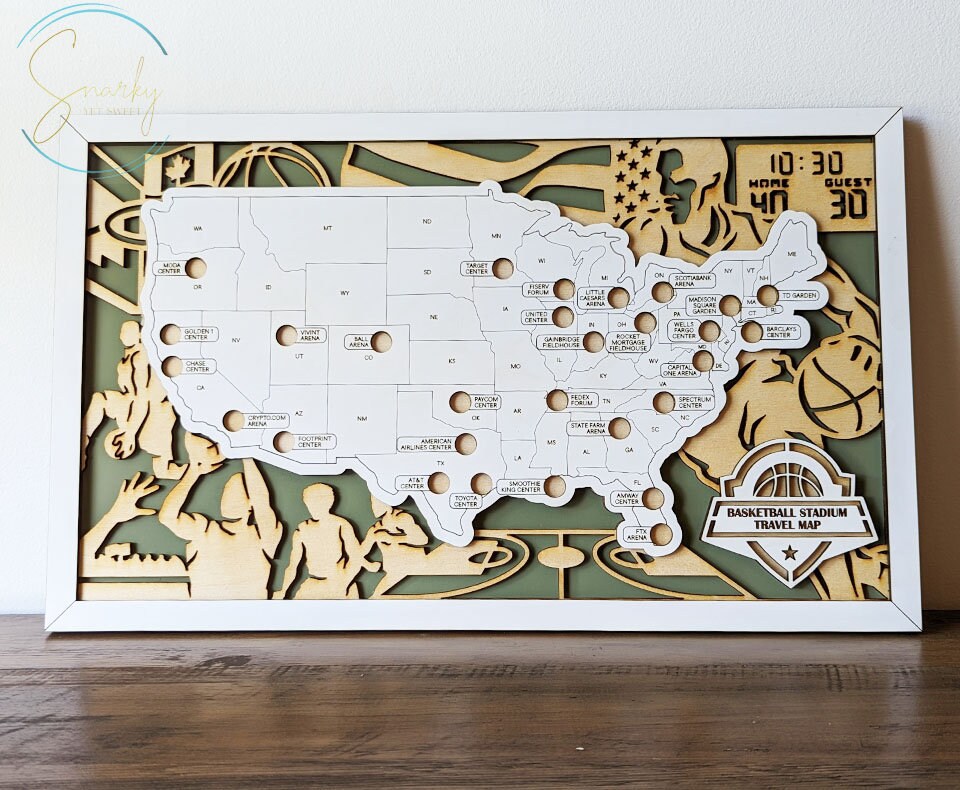 Basketball Arena Map | NBA Stadium Tracker Map | Checklist Gift for Basketball lover | Bucket List Gift for Basketball Fans