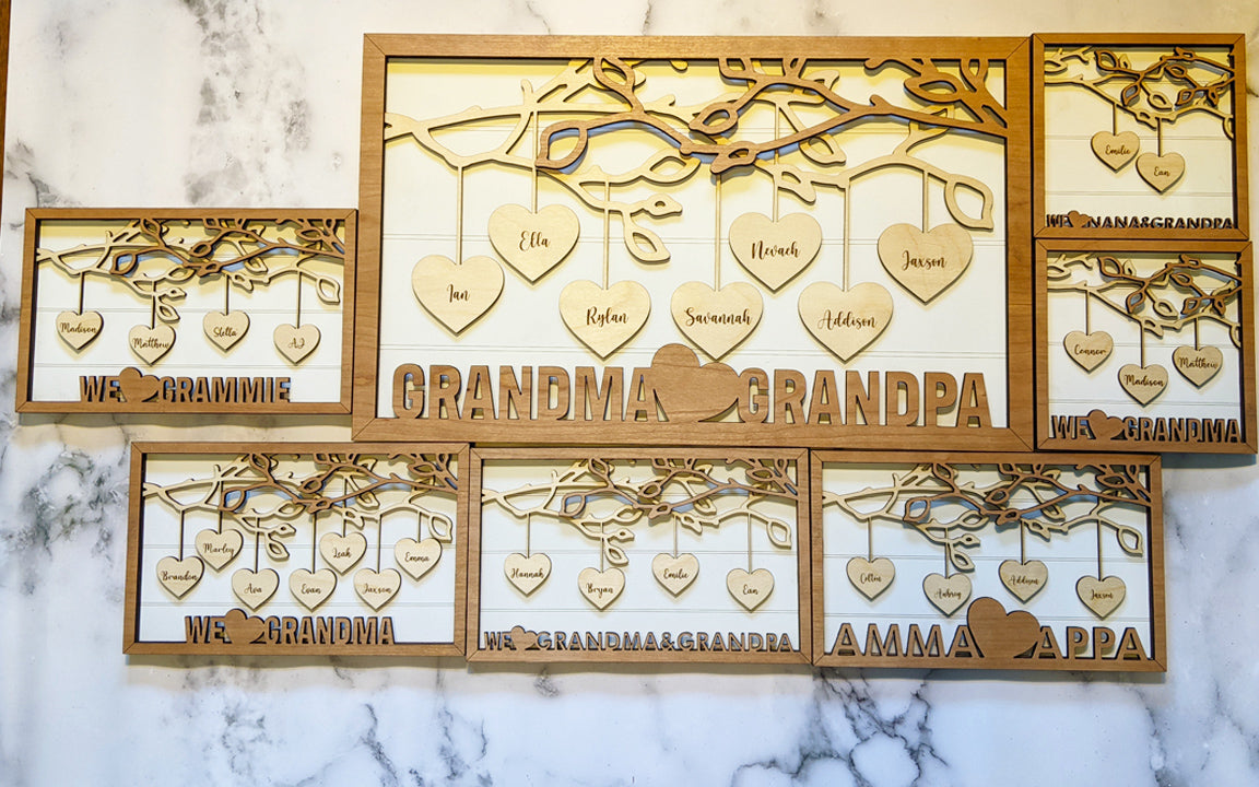 Kid & Grandkid Hanging Hearts