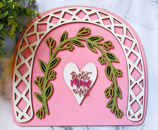 Best Mom Rainbow Wooden Tabletop Decor