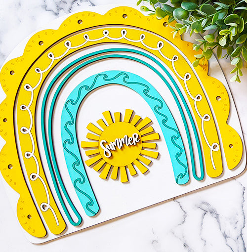 Summer Boho Rainbow Wooden Tabletop Decor