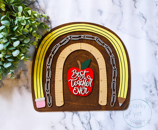 Teacher Rainbow Wooden Tabletop Decor