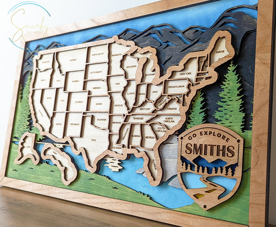 Wood Travel Maps