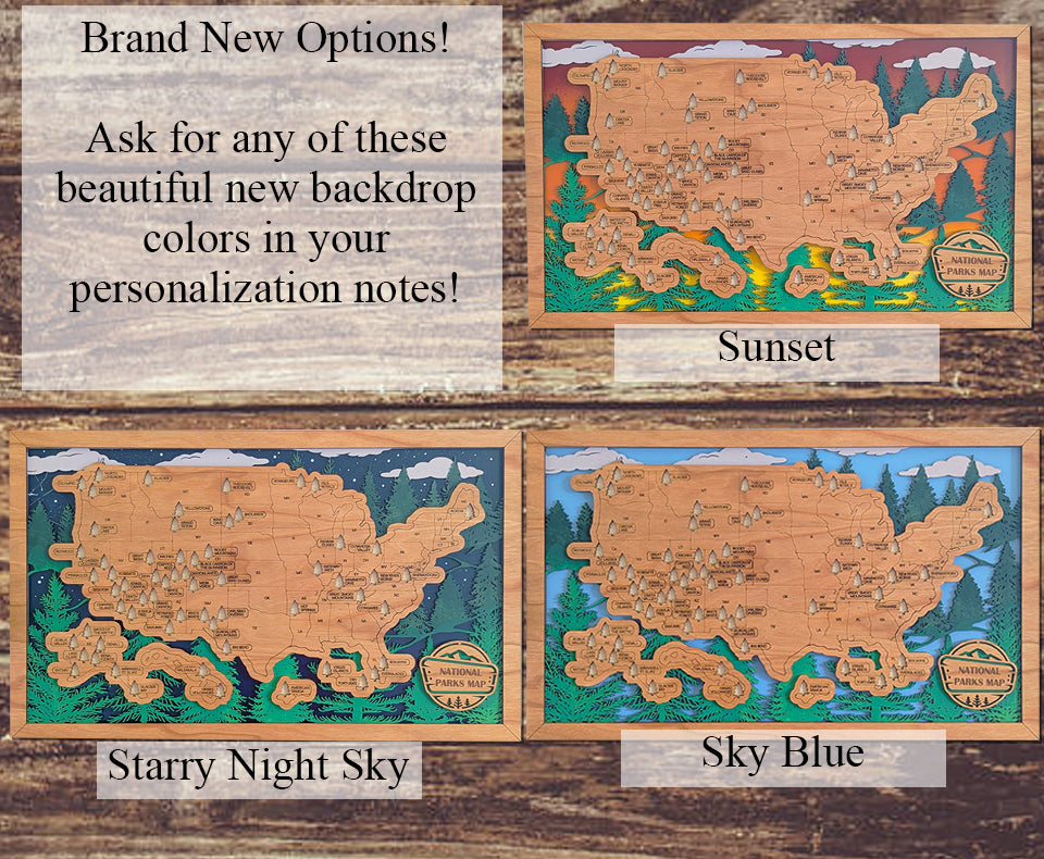 National Parks Tracker Map | Wooden Travel Map | Adventure Tracking Gift