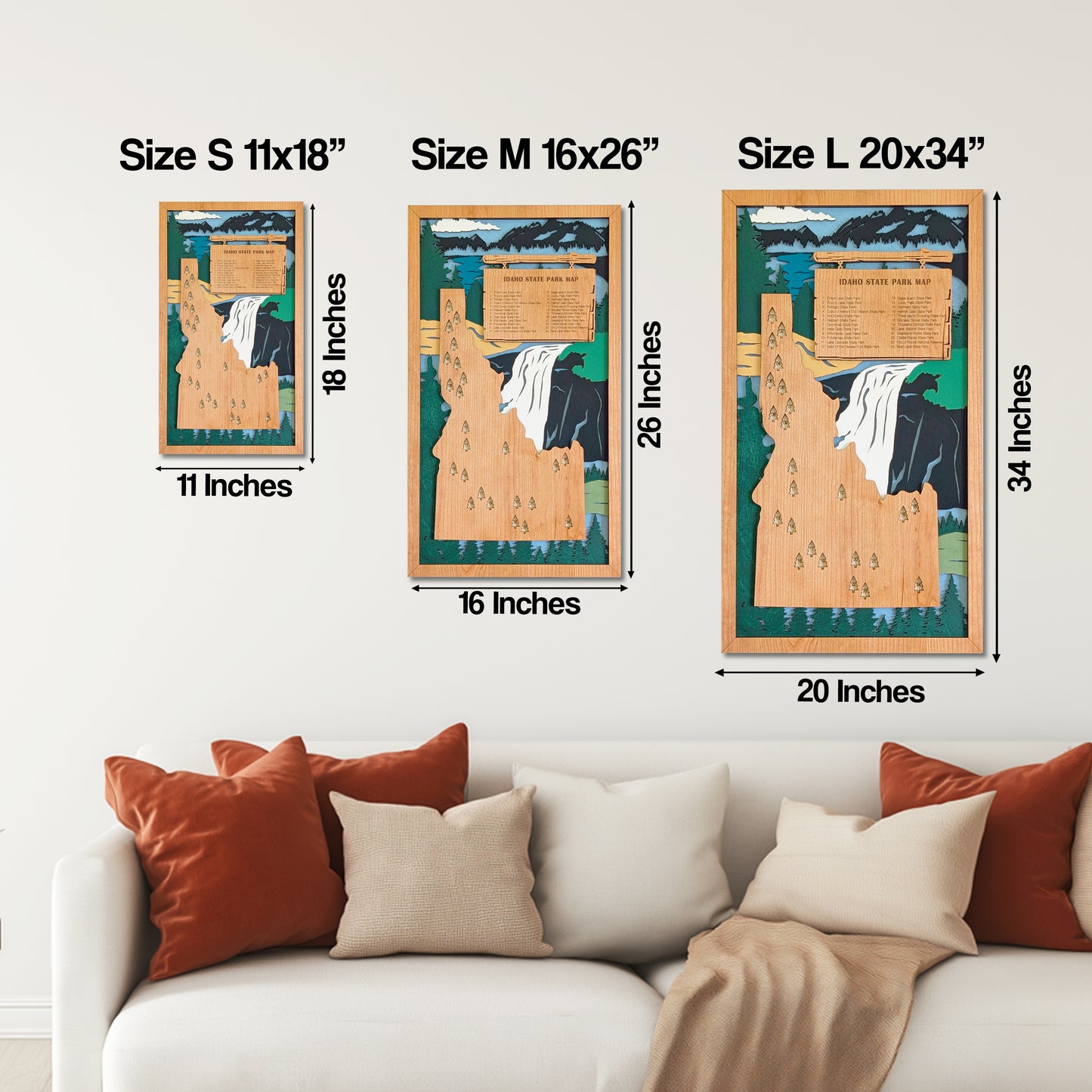 Idaho State Parks Tracker Map | Idaho State Park Map | Idaho Gifts |Idaho State Park Travel Map | Hiking Gift for Dad |Wood Anniversary Gift