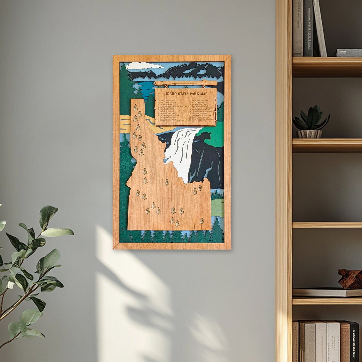 Idaho State Parks Tracker Map | Idaho State Park Map | Idaho Gifts |Idaho State Park Travel Map | Hiking Gift for Dad |Wood Anniversary Gift