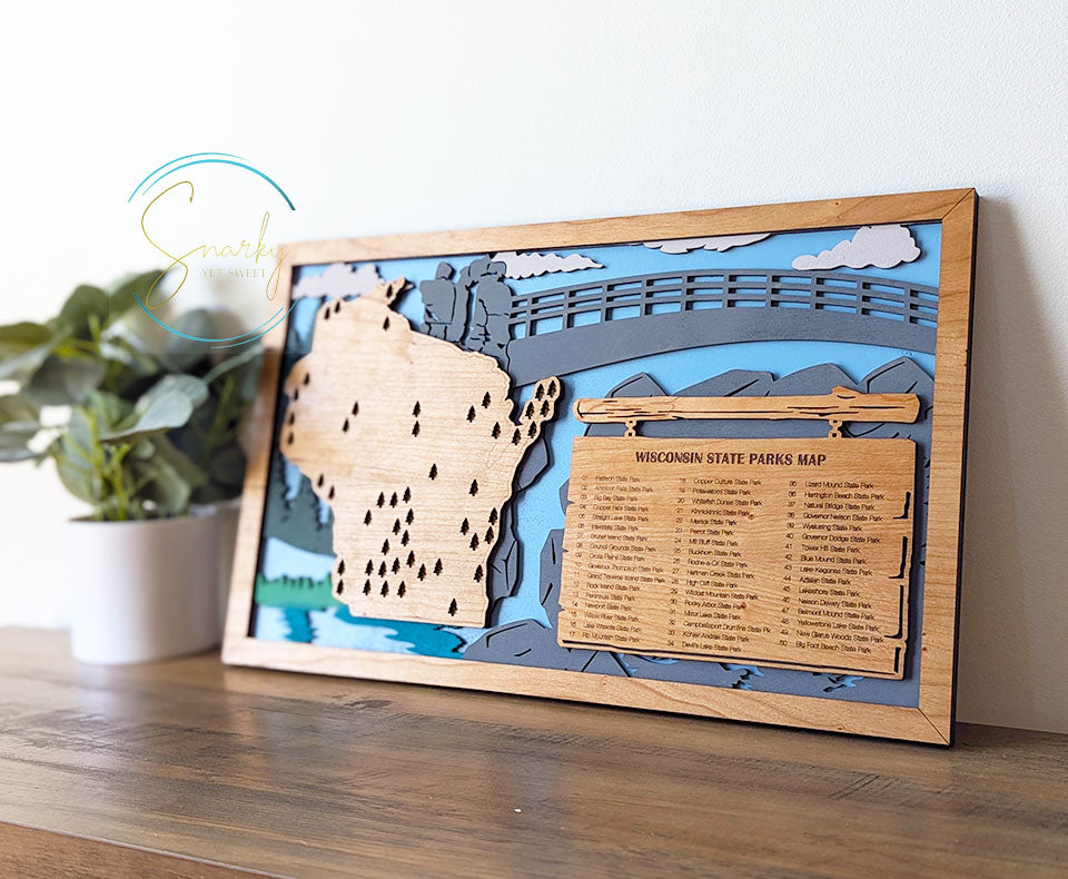 Wisconsin State Parks Travel Map, State Parks Marker, US Travel Map, family road trip tracker, travel home decor, gift for hiker, retirement