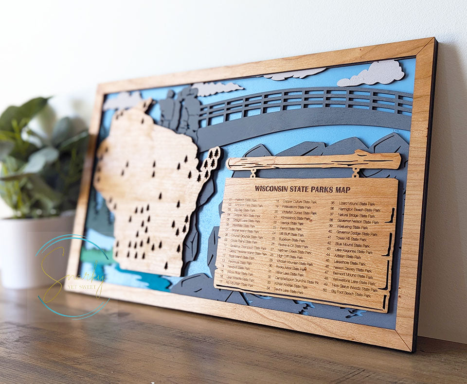 Wisconsin State Parks Travel Map, State Parks Marker, US Travel Map, family road trip tracker, travel home decor, gift for hiker, retirement