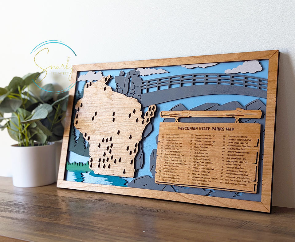 Wisconsin State Parks Travel Map, State Parks Marker, US Travel Map, family road trip tracker, travel home decor, gift for hiker, retirement
