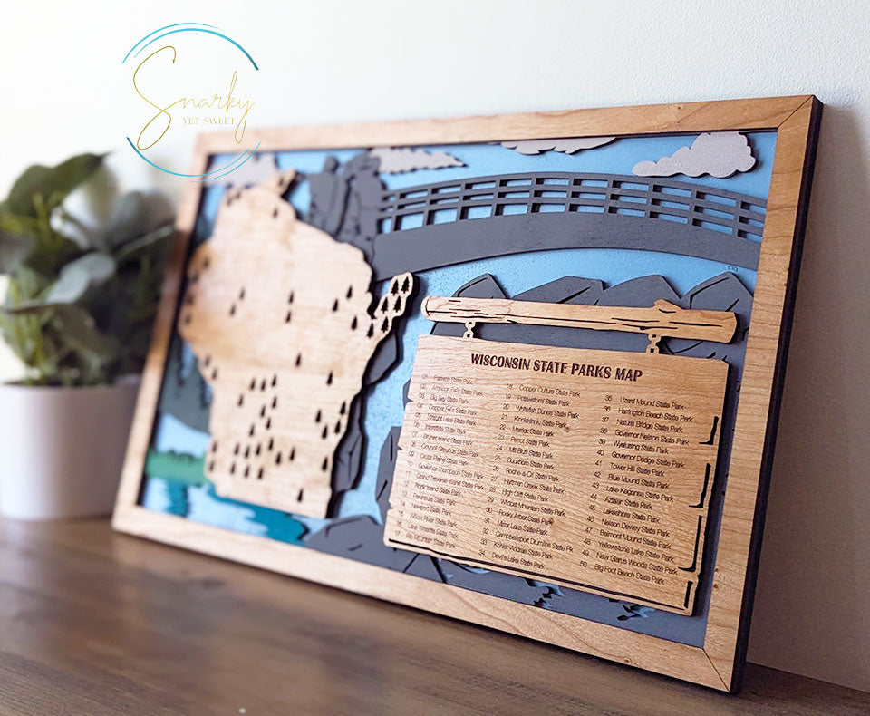 Wisconsin State Parks Travel Map, State Parks Marker, US Travel Map, family road trip tracker, travel home decor, gift for hiker, retirement