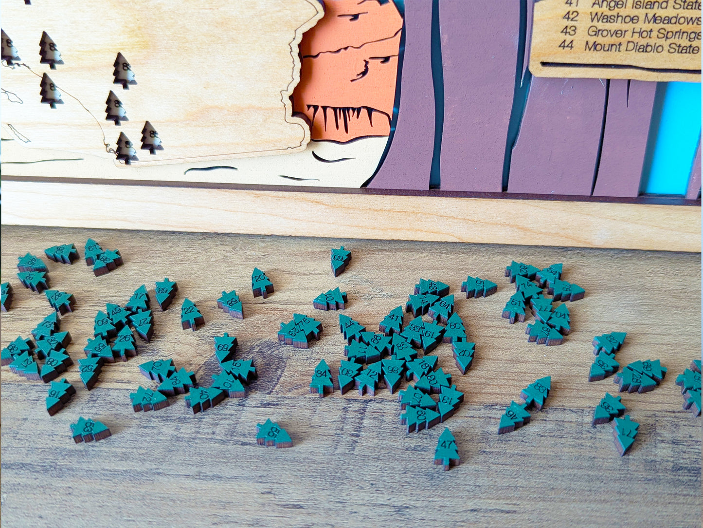 California State Park Map, State Parks Marker, US Travel Map, family road trip tracker, California state map poster, California map