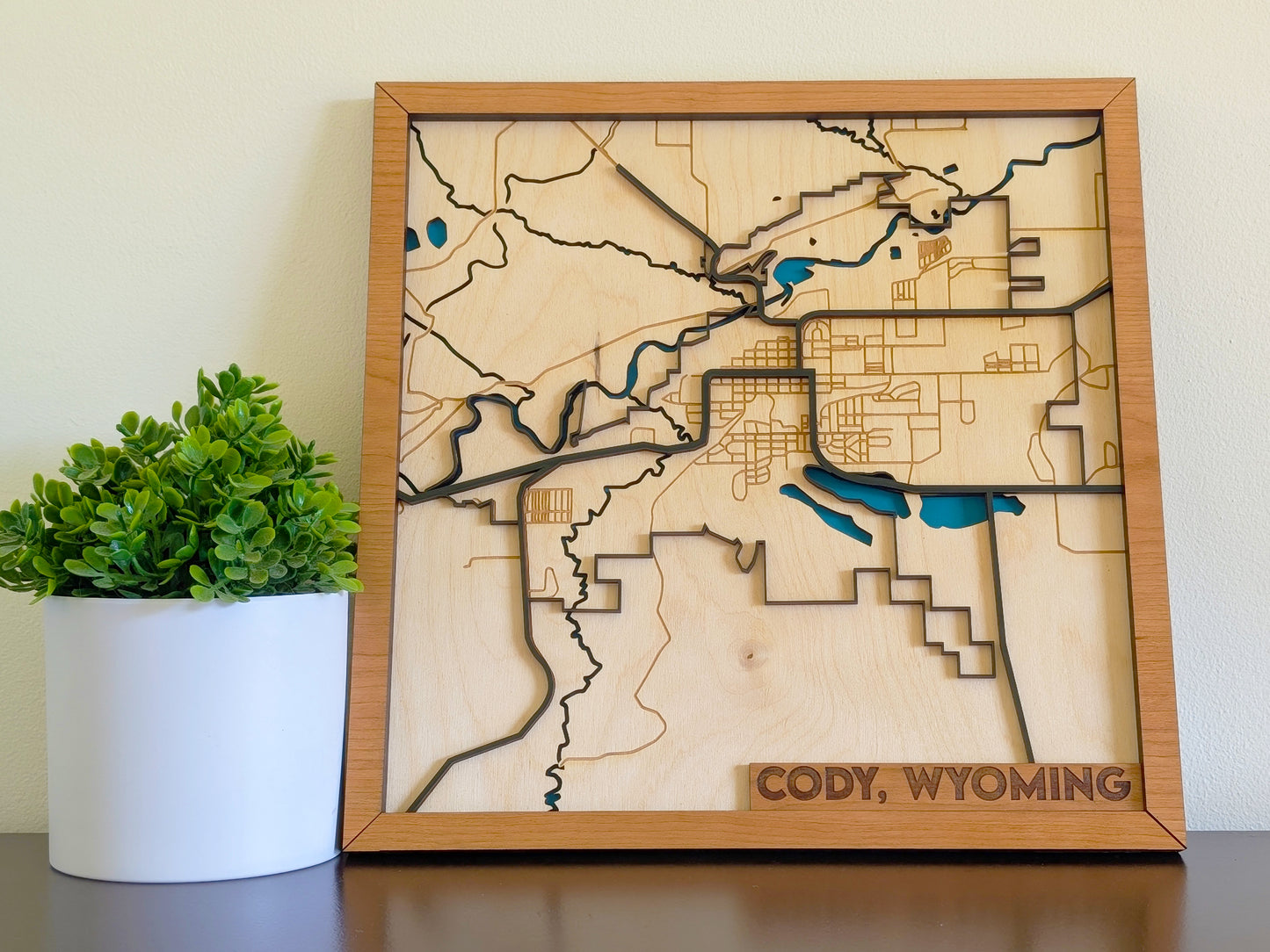 Cody City Map Wall Art | Detailed Downtown Streets | Layered Wood Map | Personalized Home Decor | Handcrafted 3D City Art | Yellowstone gift