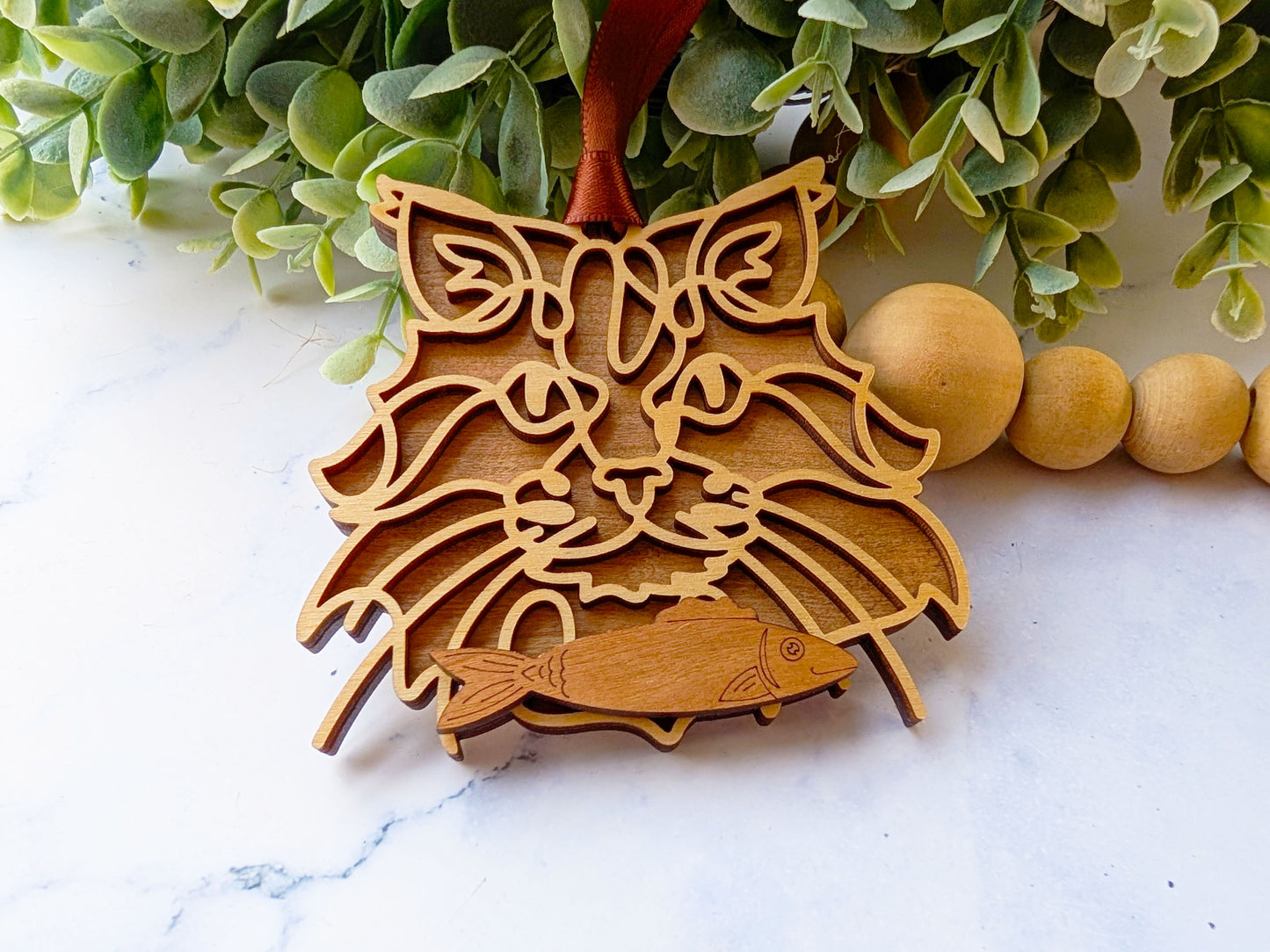 Domestic Longhaired Cat Ornament