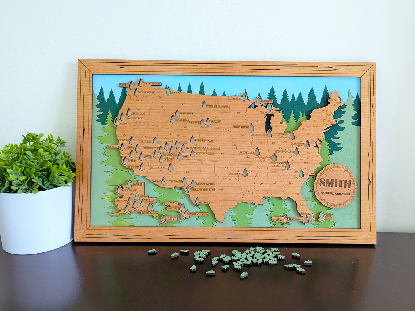 NEW US National Parks Travel Map, National Parks Marker, US Travel Map,  family road trip tracker, travel home decor, gift for hiker
