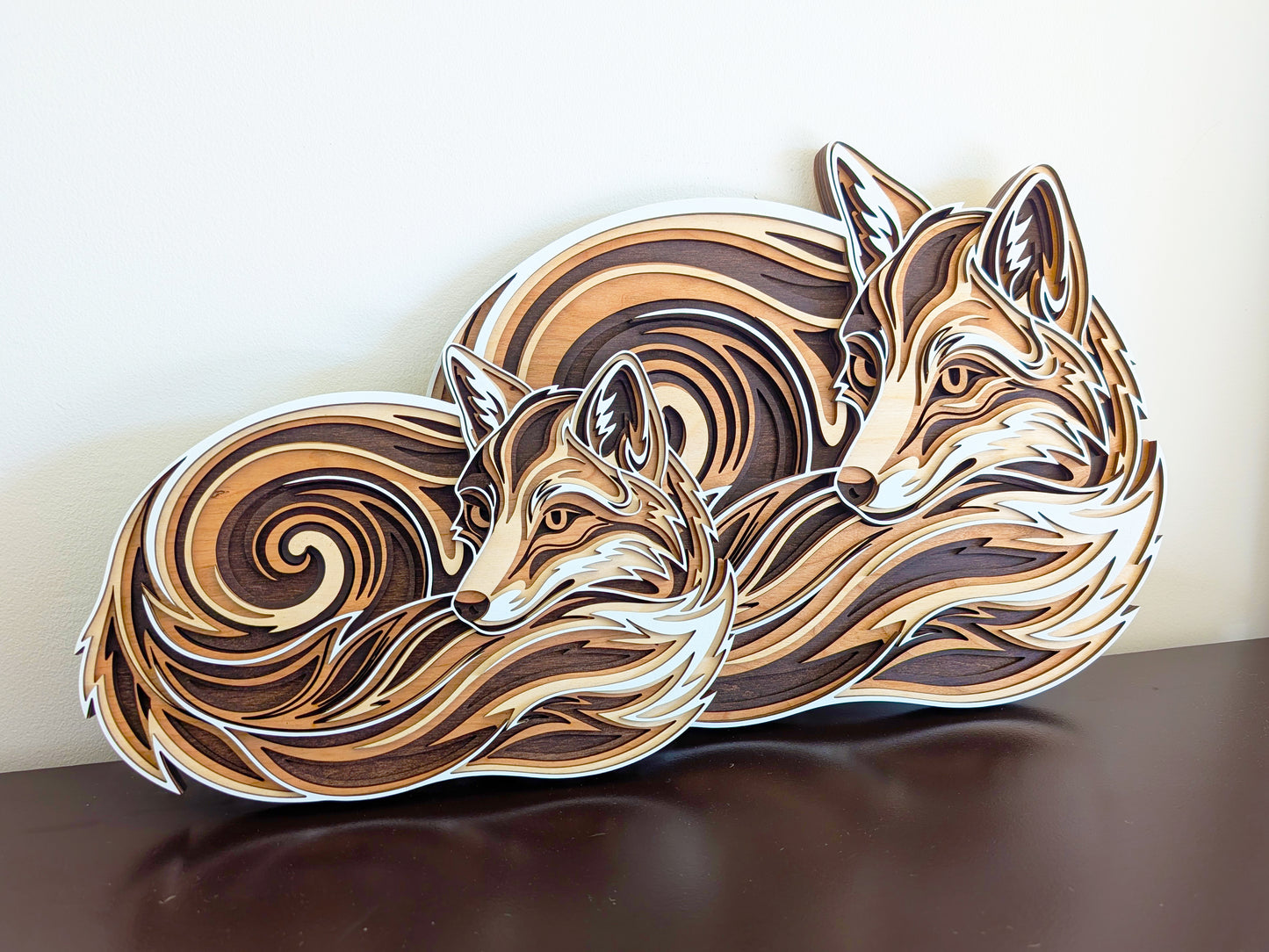 Layered Fox Wall Art | Wooden Fox Decor