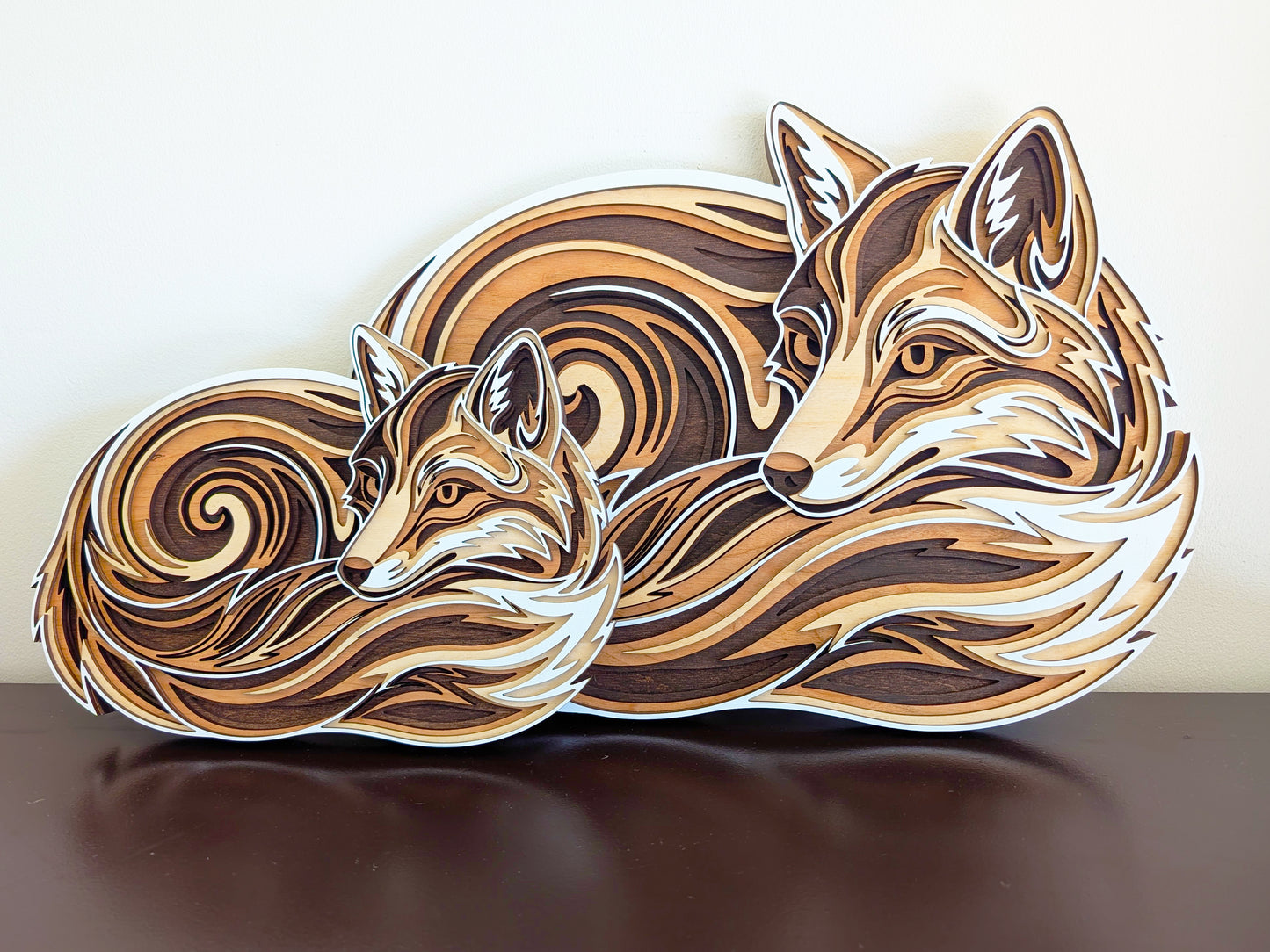 Layered Fox Wall Art | Wooden Fox Decor