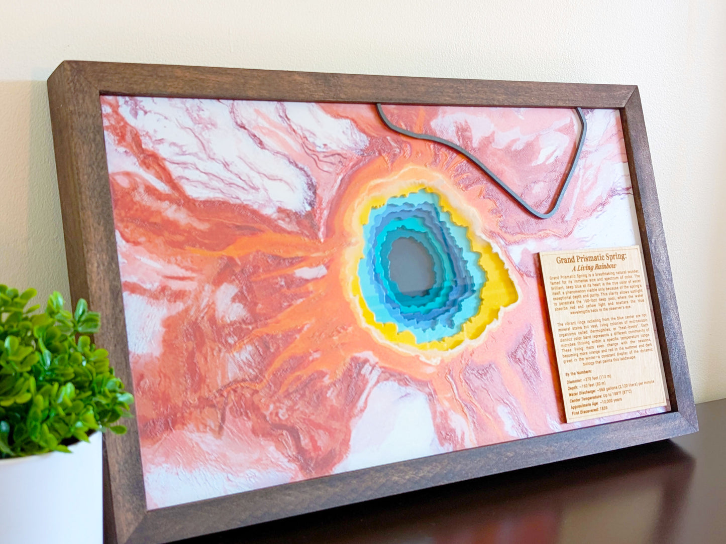 Grand Prismatic Spring 3D Layered Map – Handcrafted Yellowstone Wall Art | Roots & Routes Co.