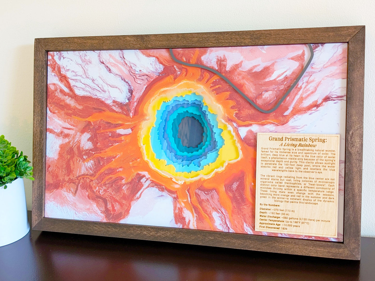 Grand Prismatic Spring 3D Layered Map – Handcrafted Yellowstone Wall Art | Roots & Routes Co.