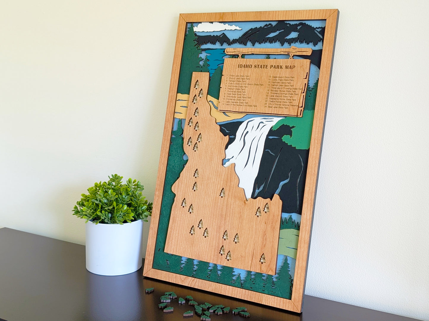 Idaho State Parks Tracker Map | Idaho State Park Map | Idaho Gifts |Idaho State Park Travel Map | Hiking Gift for Dad |Wood Anniversary Gift