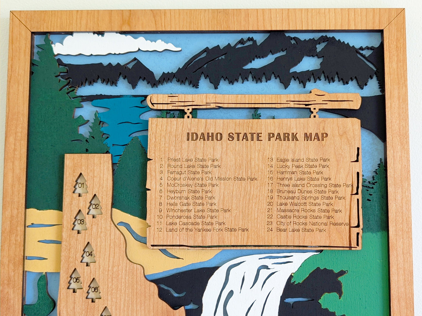 Idaho State Parks Tracker Map | Idaho State Park Map | Idaho Gifts |Idaho State Park Travel Map | Hiking Gift for Dad |Wood Anniversary Gift