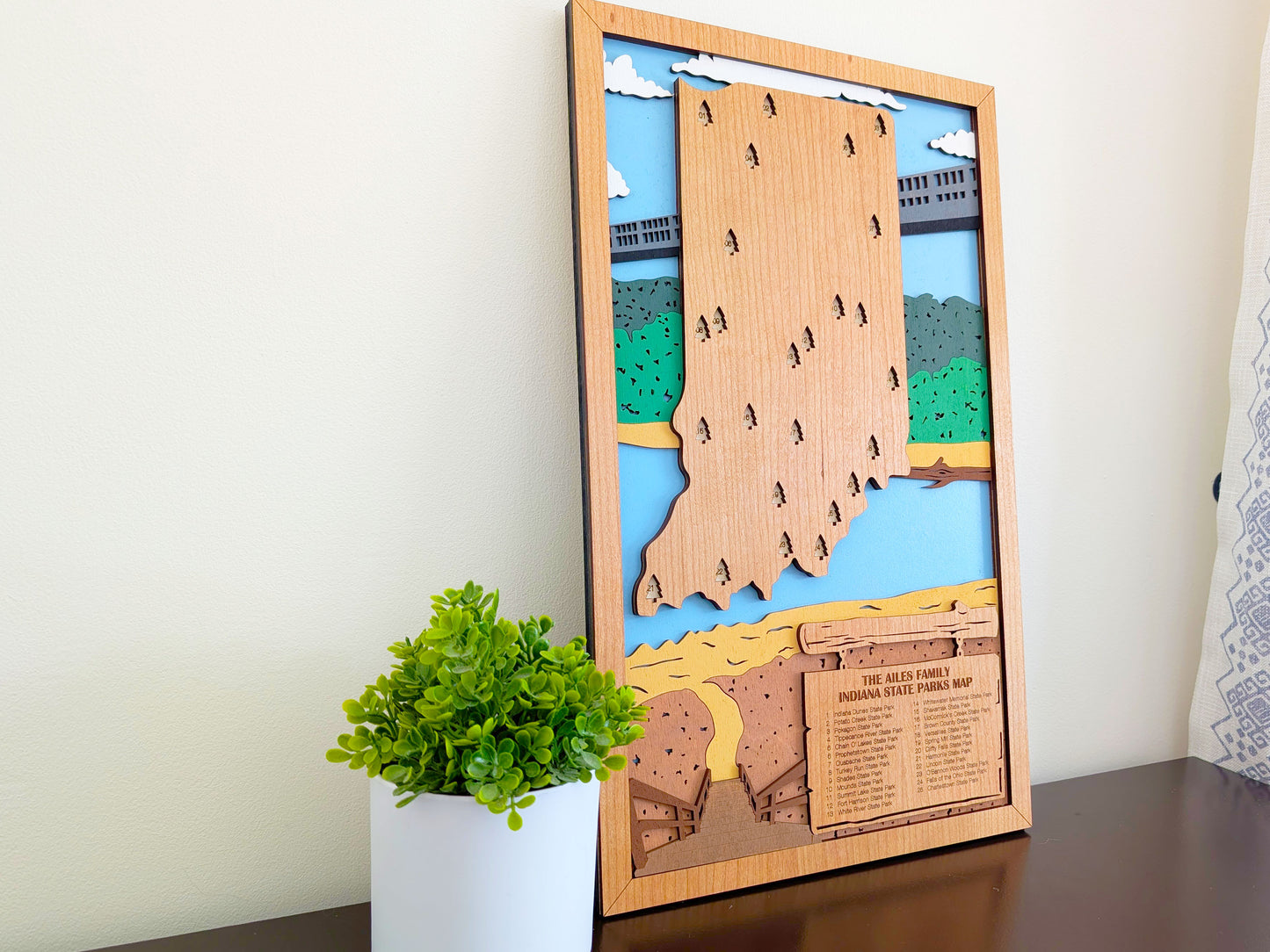 Indiana State Parks Travel Map, State Parks Marker, US Travel Map, family road trip tracker, travel home decor, gift for hiker, retirement