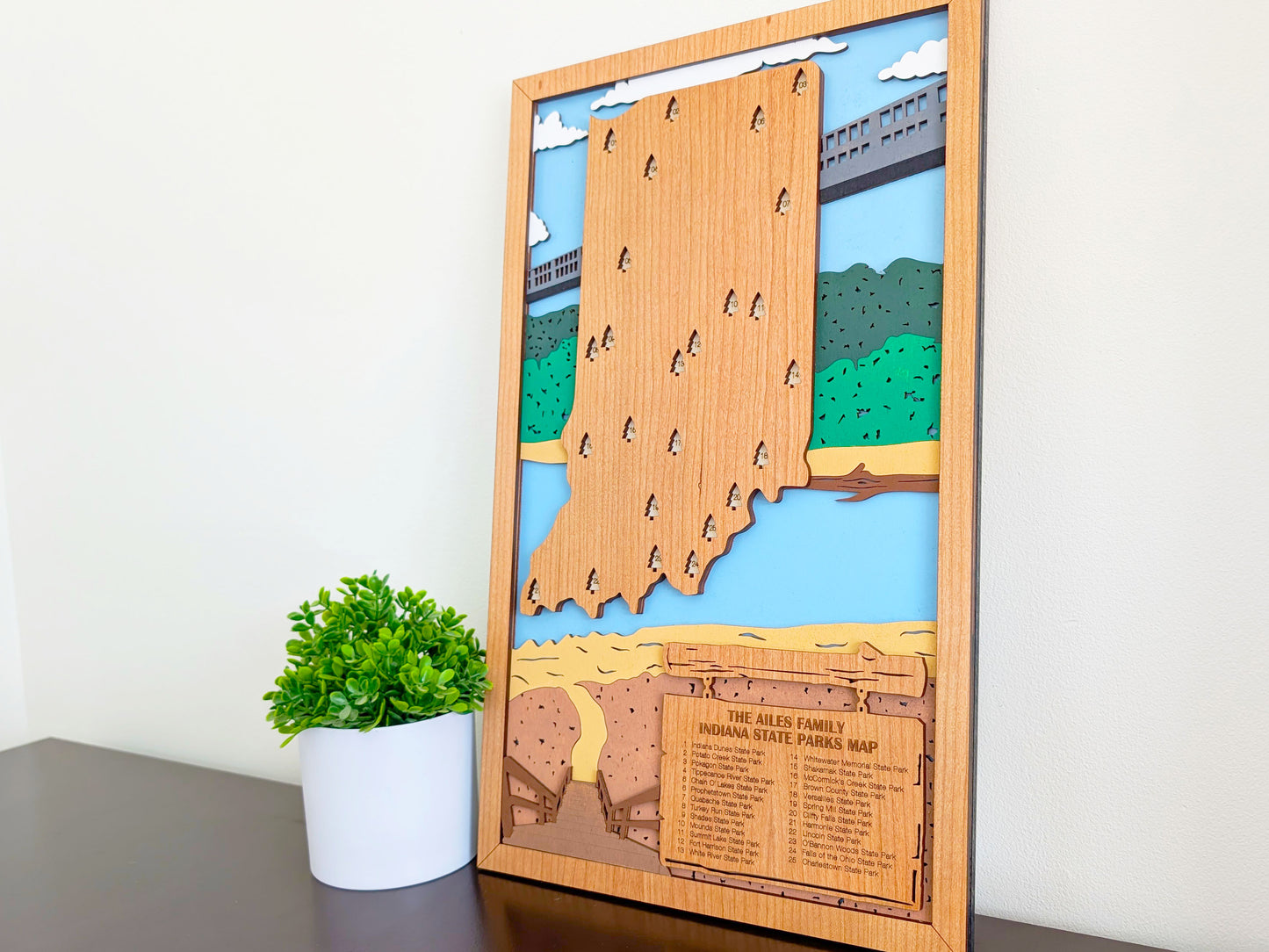 Indiana State Parks Travel Map, State Parks Marker, US Travel Map, family road trip tracker, travel home decor, gift for hiker, retirement