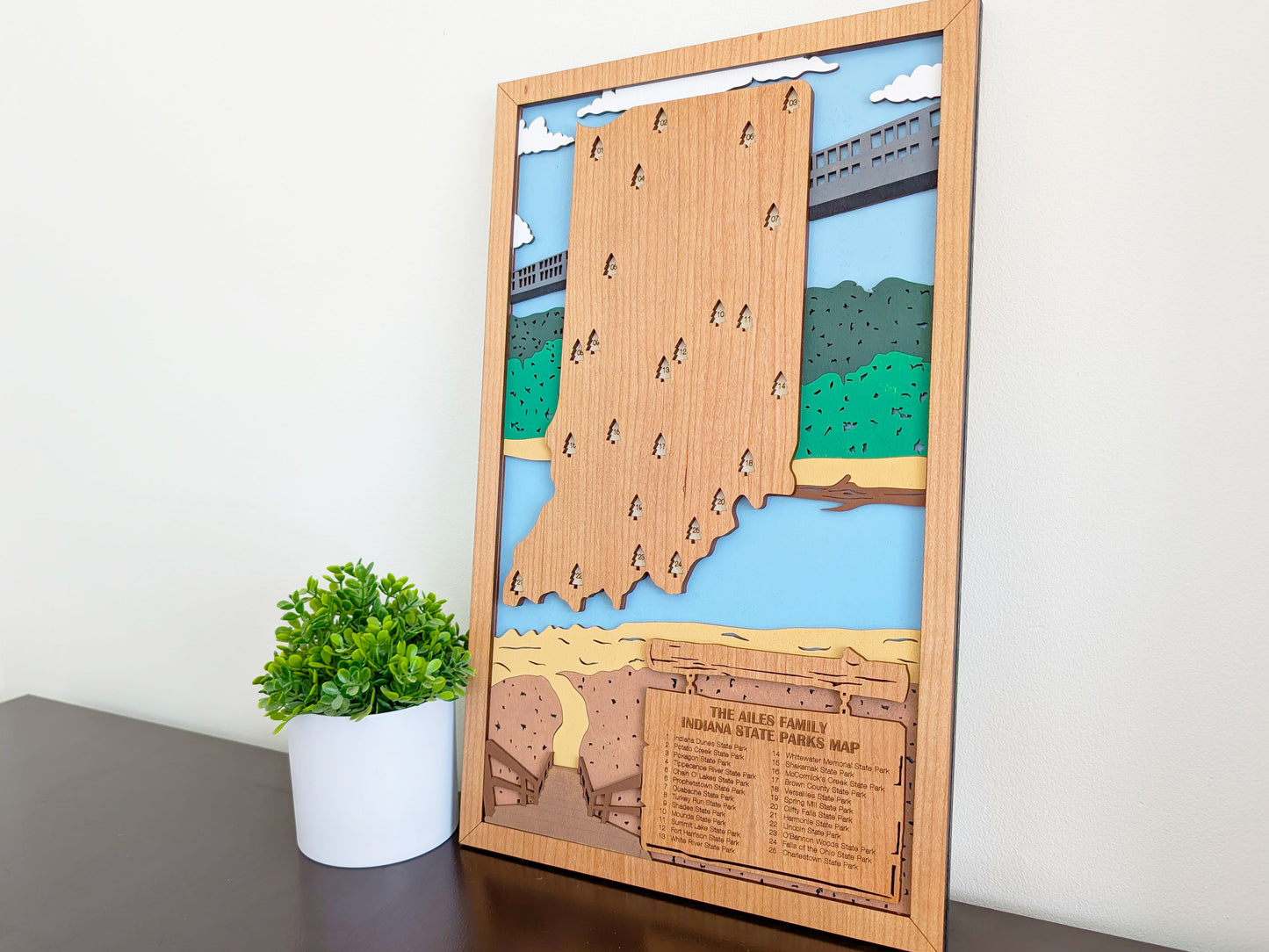 Indiana State Parks Travel Map, State Parks Marker, US Travel Map, family road trip tracker, travel home decor, gift for hiker, retirement