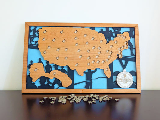 50 States of Marathons Adventure Map — Handcrafted Running Tracker