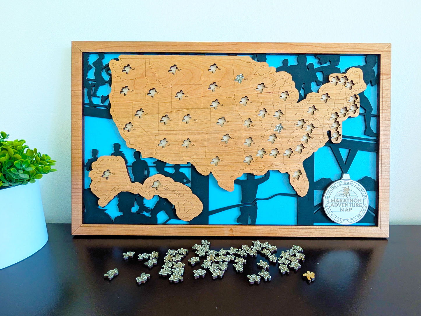 50 States of Marathons Adventure Map — Handcrafted Running Tracker