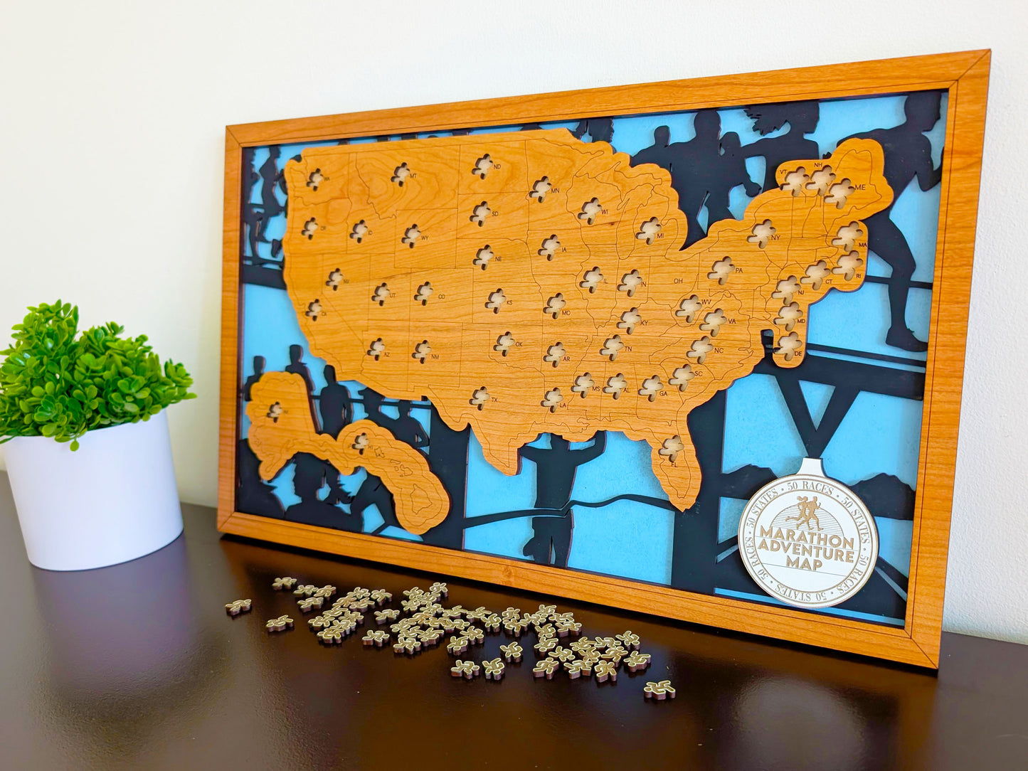 50 States of Marathons Adventure Map — Handcrafted Running Tracker