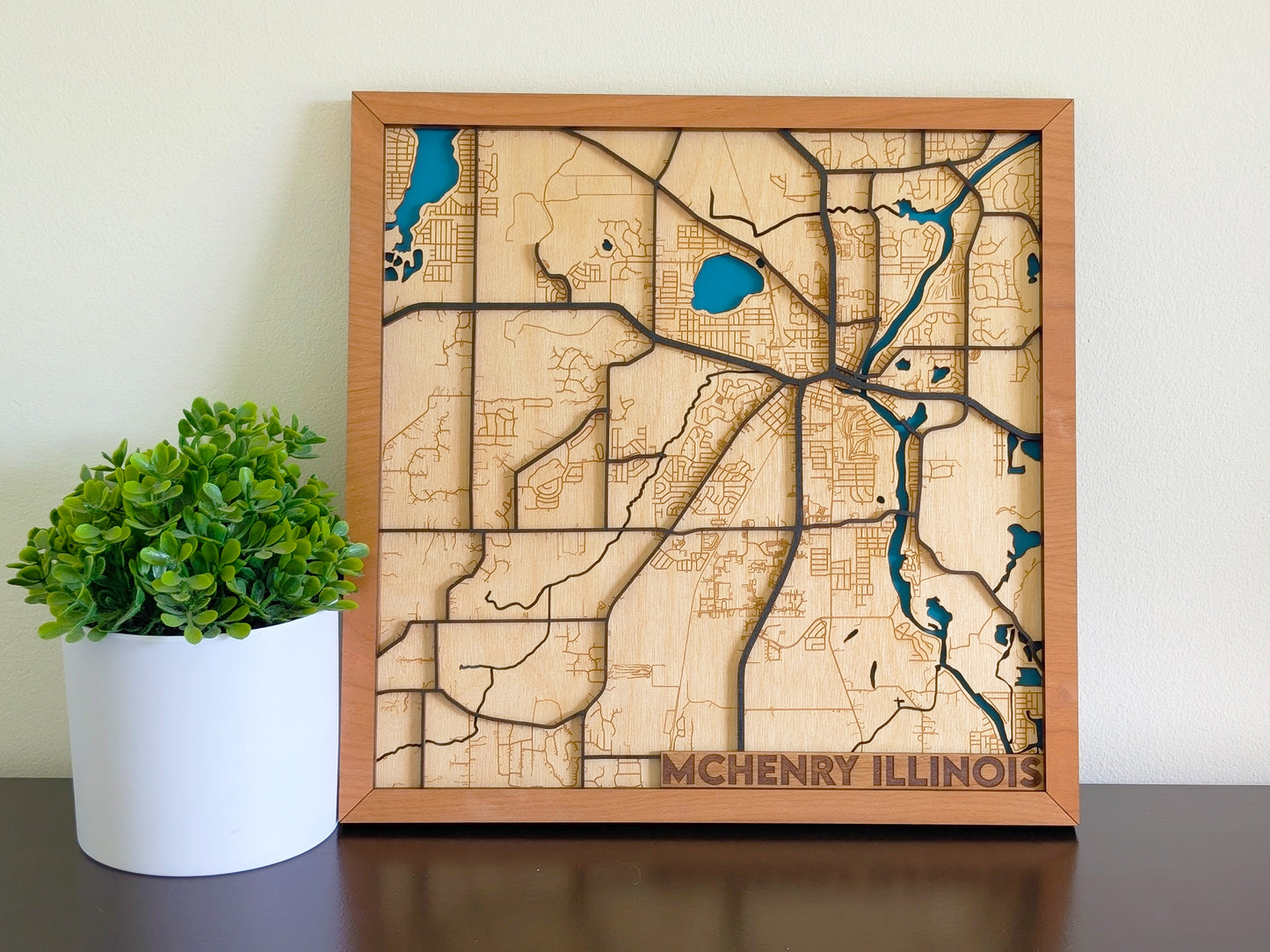 McHenry City Map Wall Art | Detailed Downtown Streets | Layered Wood Map | Personalized Home Decor | Handcrafted 3D City Art | McHenry gift