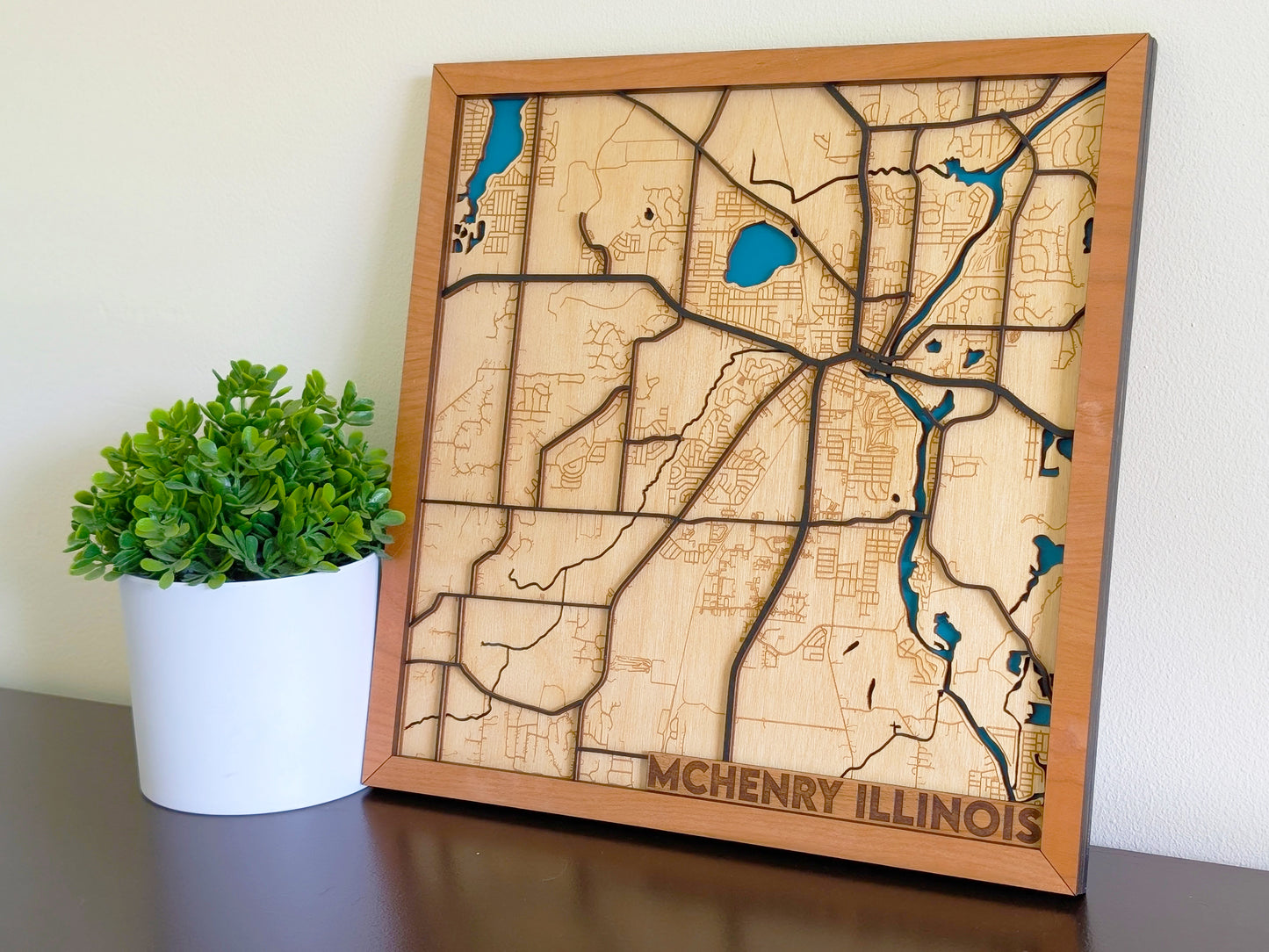 McHenry City Map Wall Art | Detailed Downtown Streets | Layered Wood Map | Personalized Home Decor | Handcrafted 3D City Art | McHenry gift