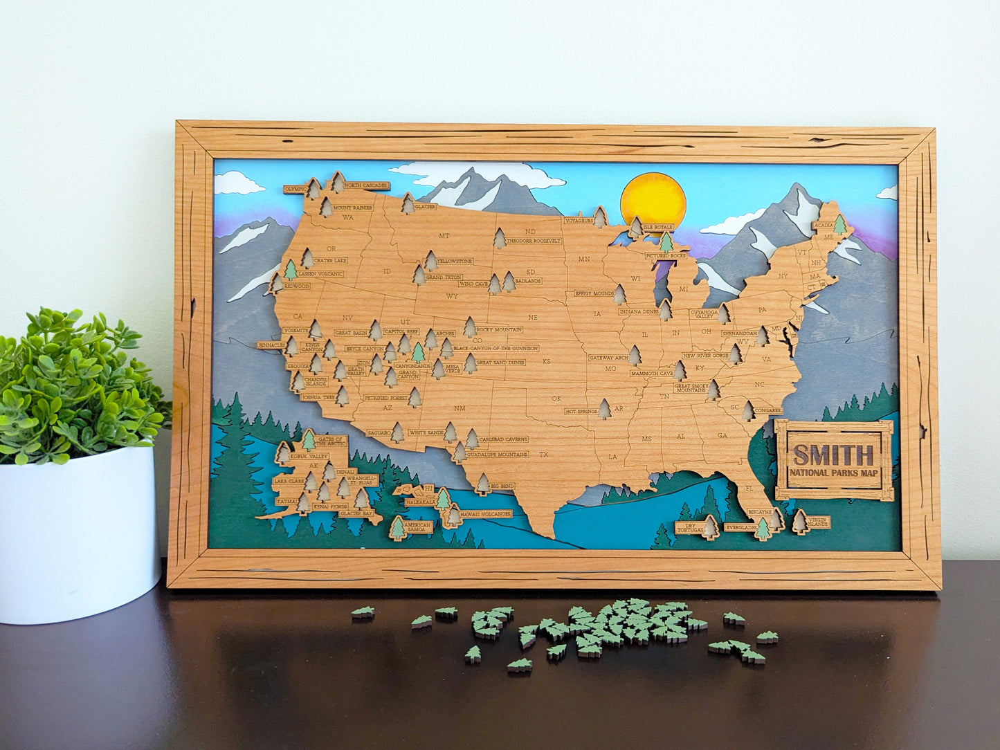 NEW US National Parks Travel Map, National Parks Marker, US Travel Map,  family road trip tracker, travel home decor, gift for hiker