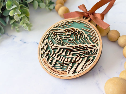 Mount Rainier national park ornament, Mount Rainier ornament, Mount Rainier souvenir, national park gifts, national park ornament, gift for hiker, Christmas gift